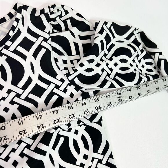 Jude Connally Shift Dress Womens XS Black White Trellis Elastic preppy mature - Picture 6 of 11